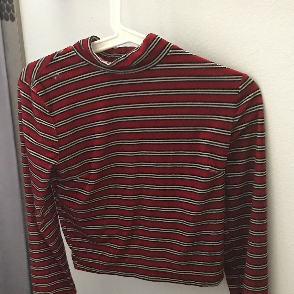 Red and black striped turtleneck